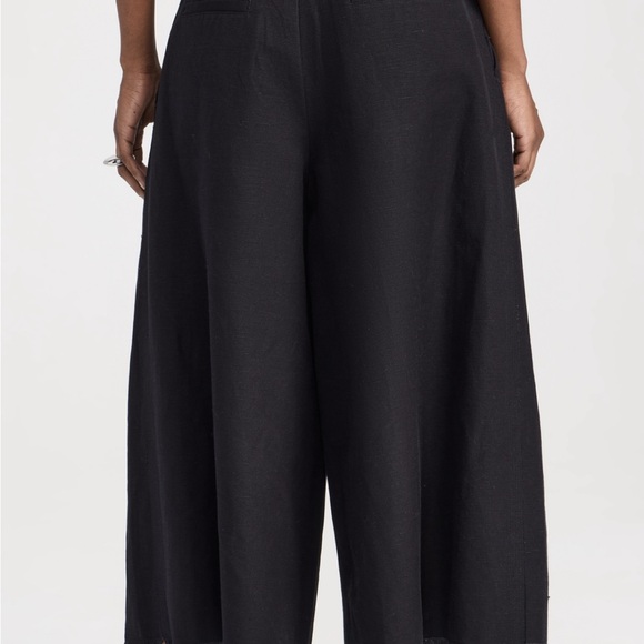 Sea New York Lara Linen Cropped Black Wide-Leg Pants with fringes - Picture 2 of 2